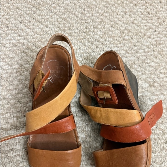 Karston gorgeous leather shoes Made in France. Size 38 wedge strappy heels brown - Picture 3 of 10